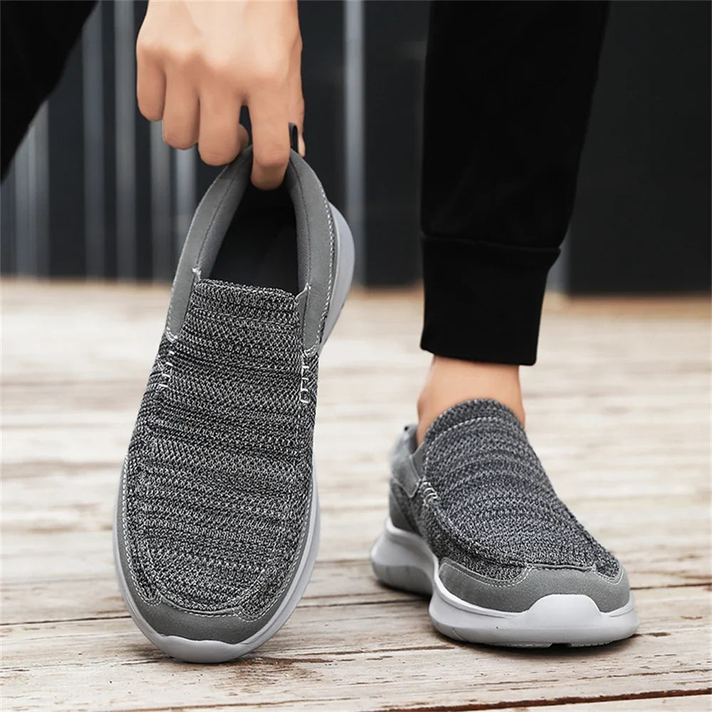 Knit Slip-On Shoes with Rubber Sole