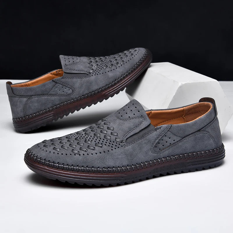 Leather Loafers with Hand-Stitched Detail