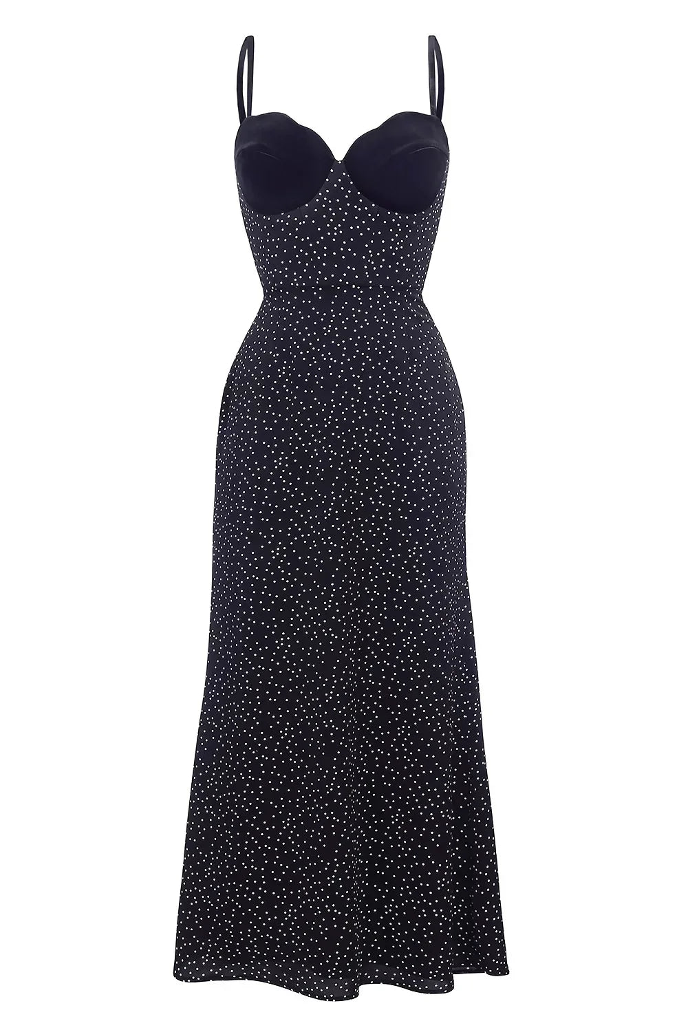 Velvet Insert Midi-Length Dress