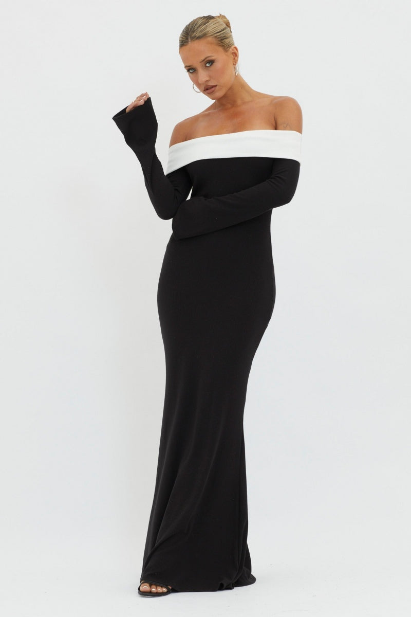 Modern Aeris Off-shoulder Maxi Knit Dress