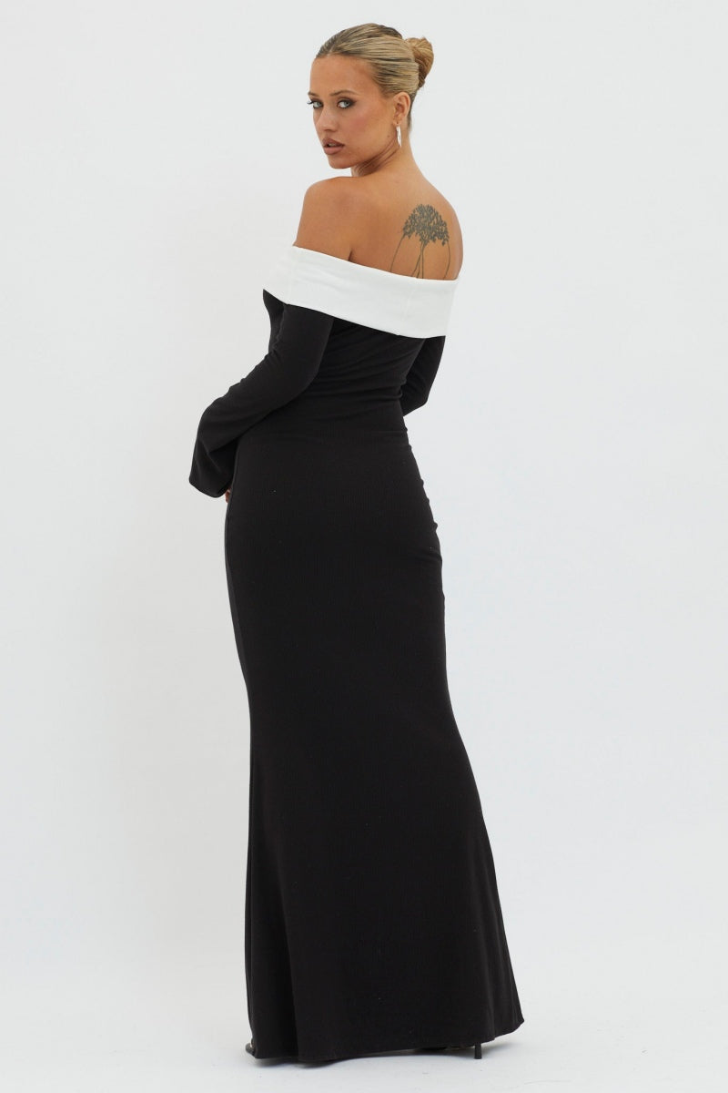 Modern Aeris Off-shoulder Maxi Knit Dress