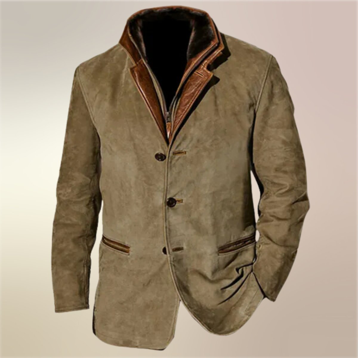 Suede Sweater with Button Front