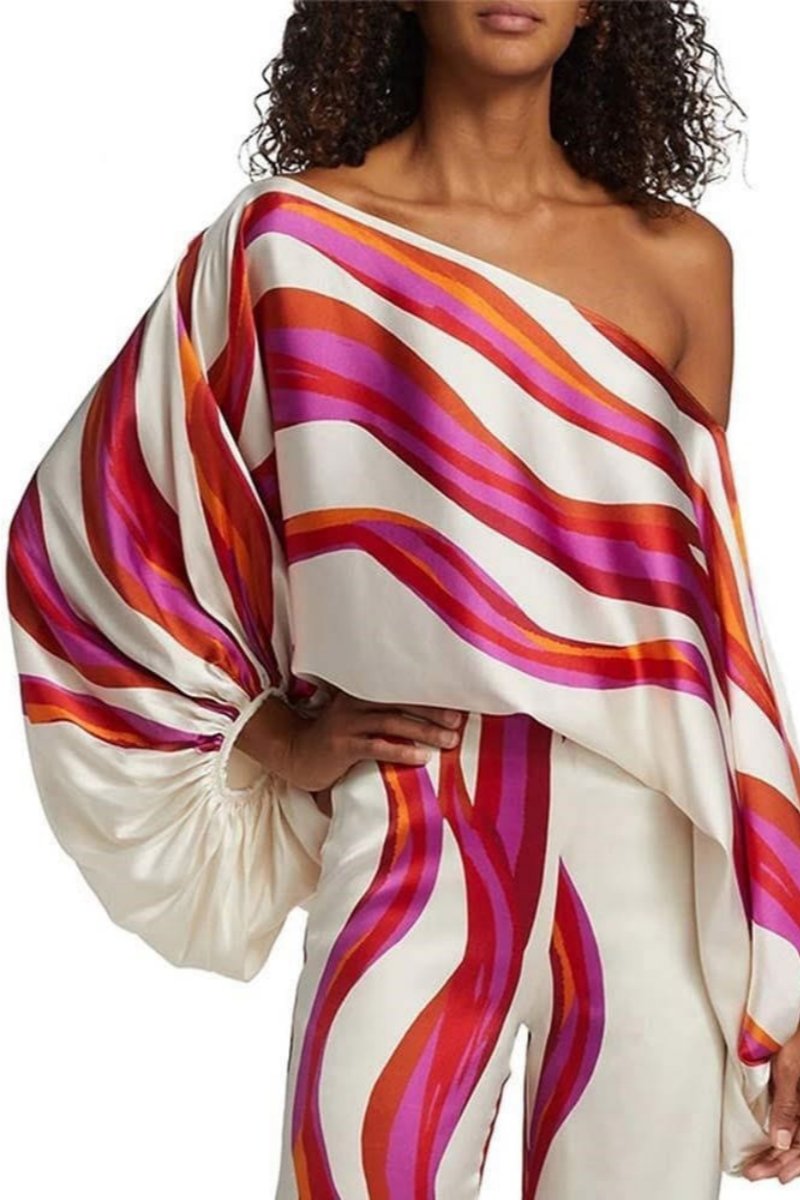 Coordinated Abstract Waves Two-Piece Set - Fuschia
