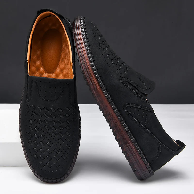 Leather Loafers with Hand-Stitched Detail