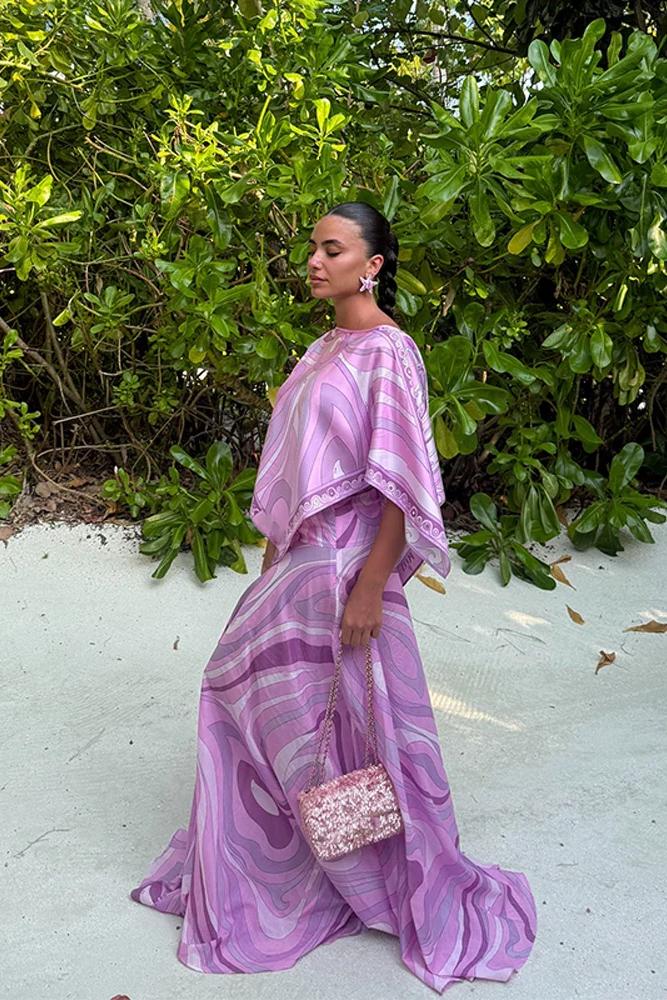 Coordinated Lavender Print Skirt Set