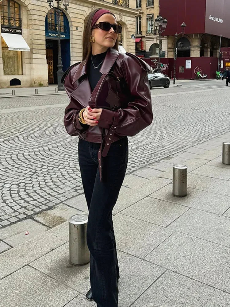 Cropped Leather Jacket with a Clean Silhouette