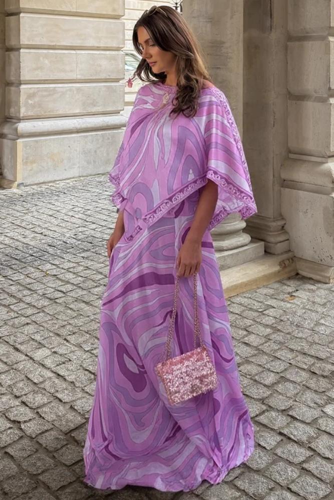 Coordinated Lavender Print Skirt Set