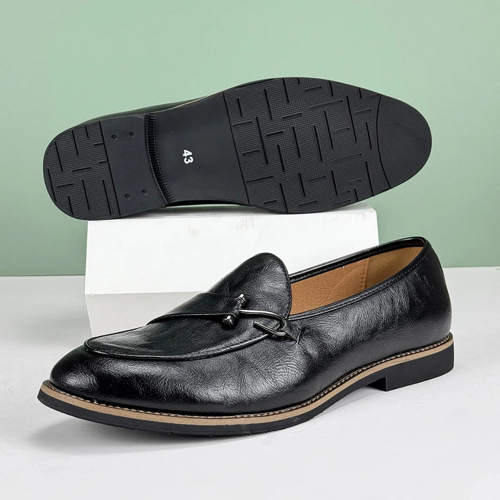 Polished Leather Loafers with Lace-Up Closure