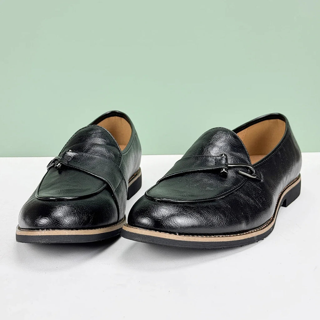 Polished Leather Loafers with Lace-Up Closure