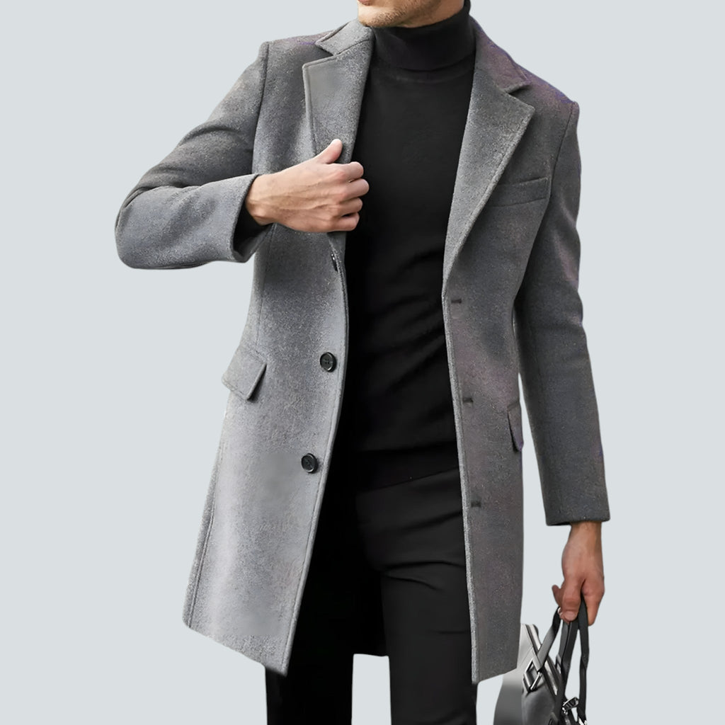Wool Blend Coat with Slim Fit