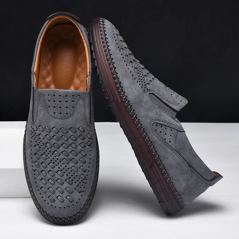 Leather Loafers with Hand-Stitched Detail