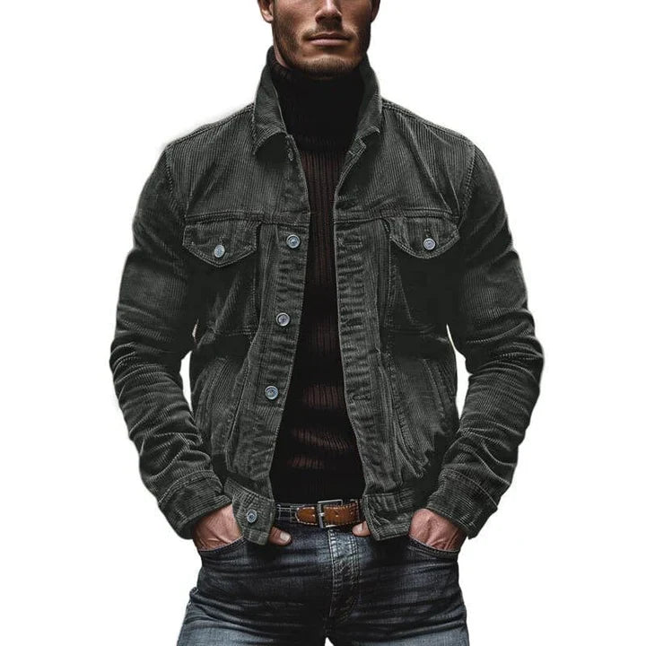 Denim Jacket with Multiple Pockets and Vintage