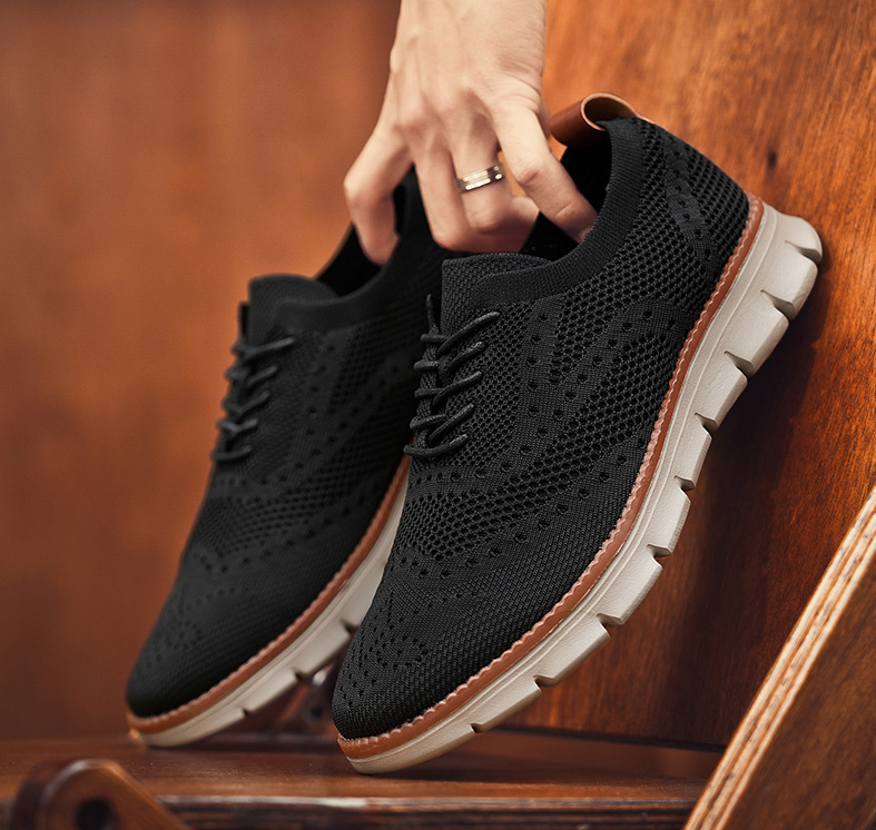 Knit Brogue Shoes with Memory Foam Insole