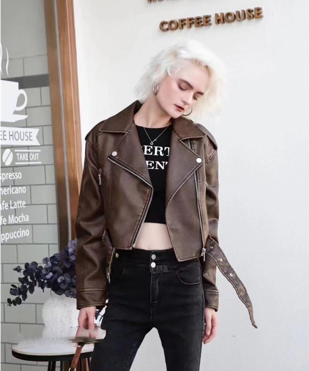 Cropped Leather Jacket with a Clean Silhouette