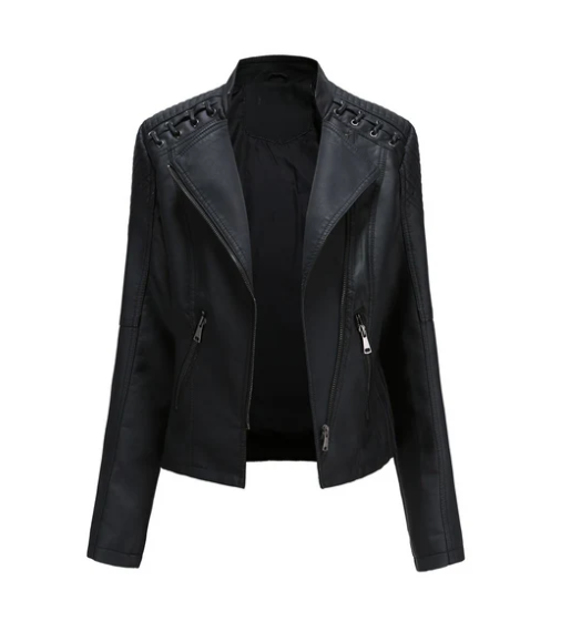 Classic Leather Jacket with a Clean-Lined Design