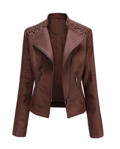 Classic Leather Jacket with a Clean-Lined Design