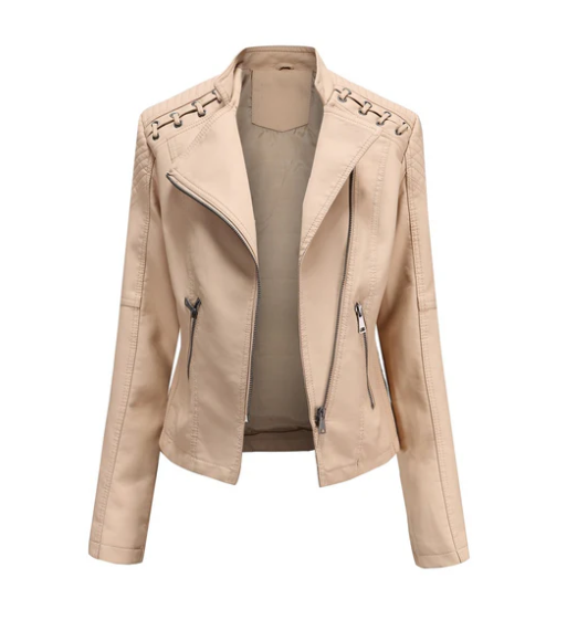 Classic Leather Jacket with a Clean-Lined Design