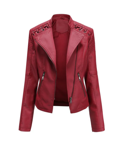 Classic Leather Jacket with a Clean-Lined Design