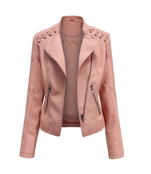 Classic Leather Jacket with a Clean-Lined Design