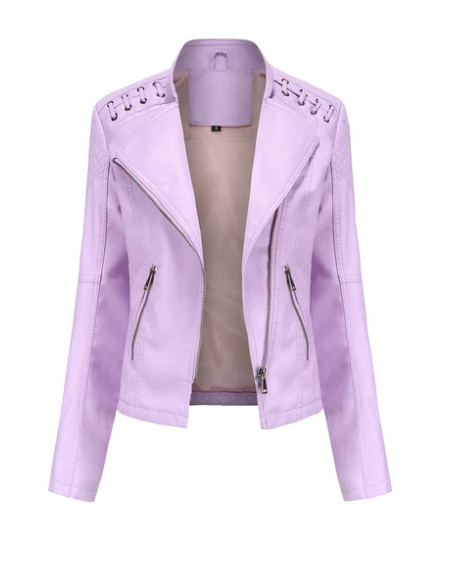 Classic Leather Jacket with a Clean-Lined Design