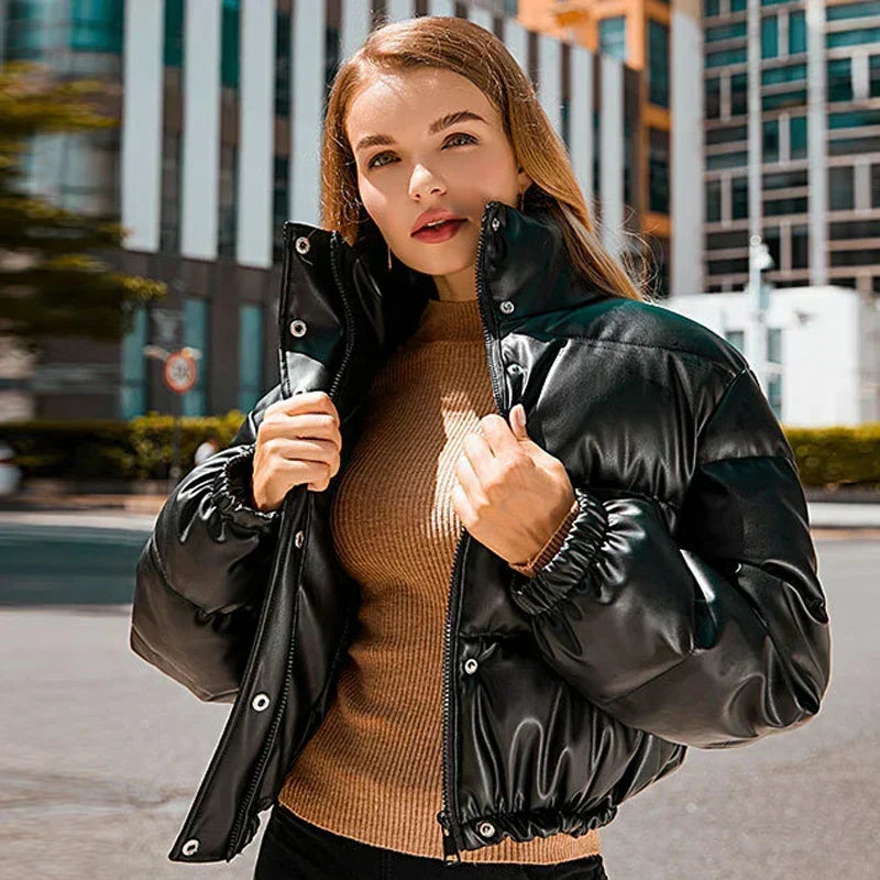 Padded Leather Jacket with a Modern Look
