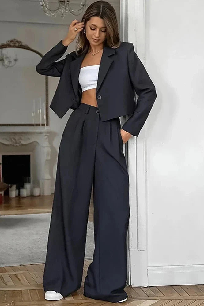 Autumn Winter Solid Office Trousers Set