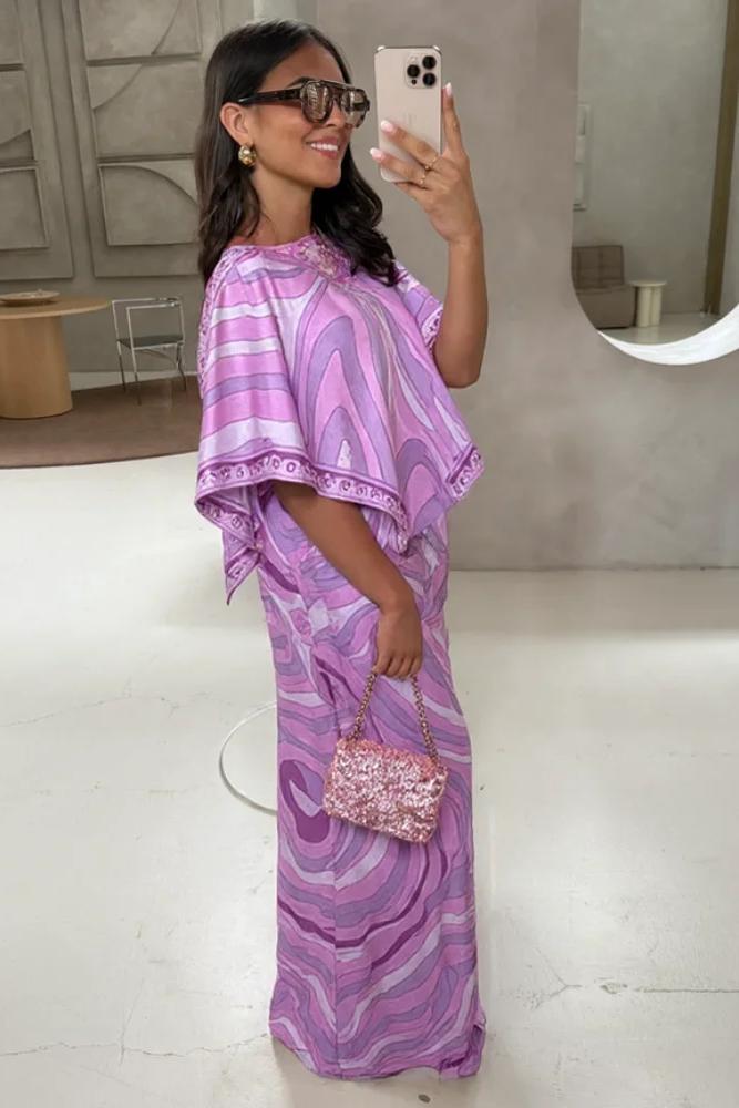 Coordinated Lavender Print Skirt Set