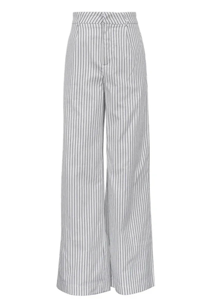 Striped Pockets Wide-Leg Trousers Without Belt
