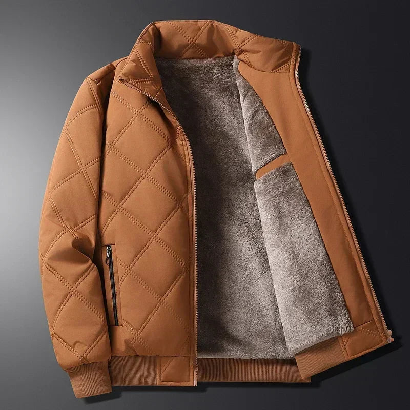 Warm Coat with Textured Knit