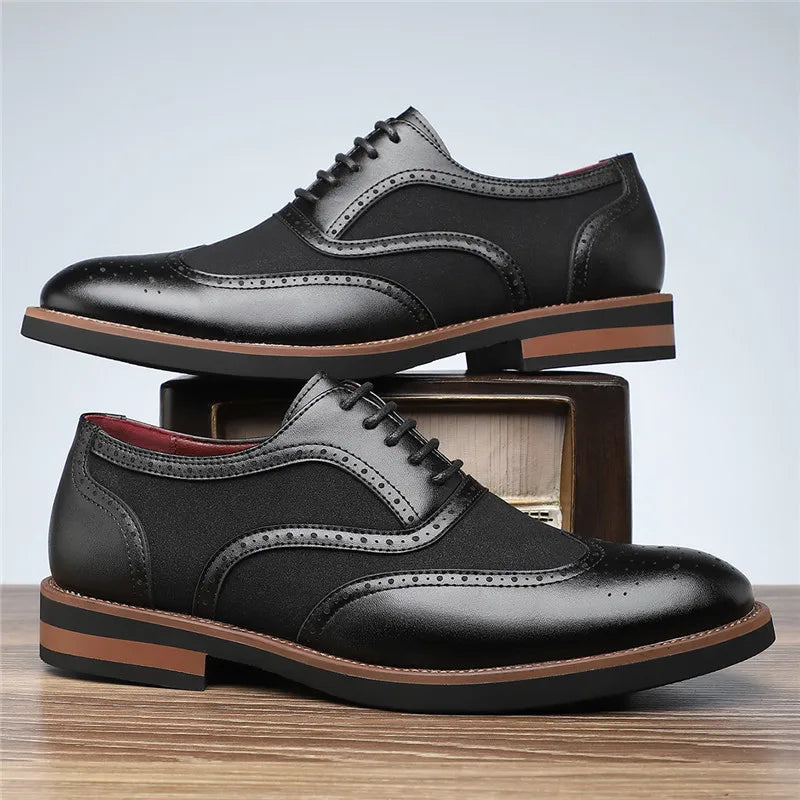 Suede Oxford Shoes with Wingtip Brogue Detail