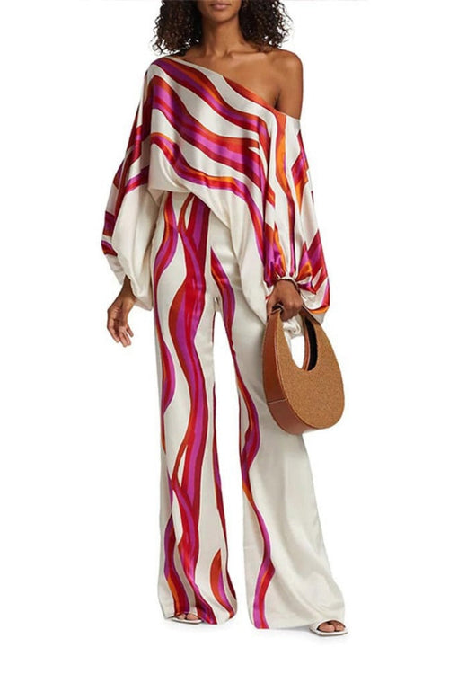 Coordinated Abstract Waves Two-Piece Set - Fuschia