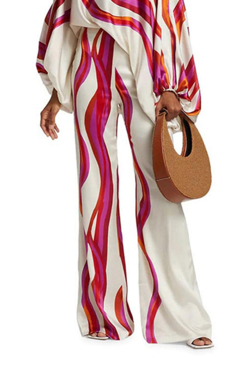 Coordinated Abstract Waves Two-Piece Set - Fuschia
