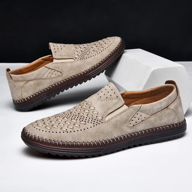 Leather Loafers with Hand-Stitched Detail