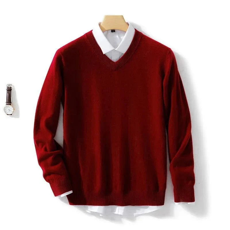 Wool Blend Sweater with V-Neck