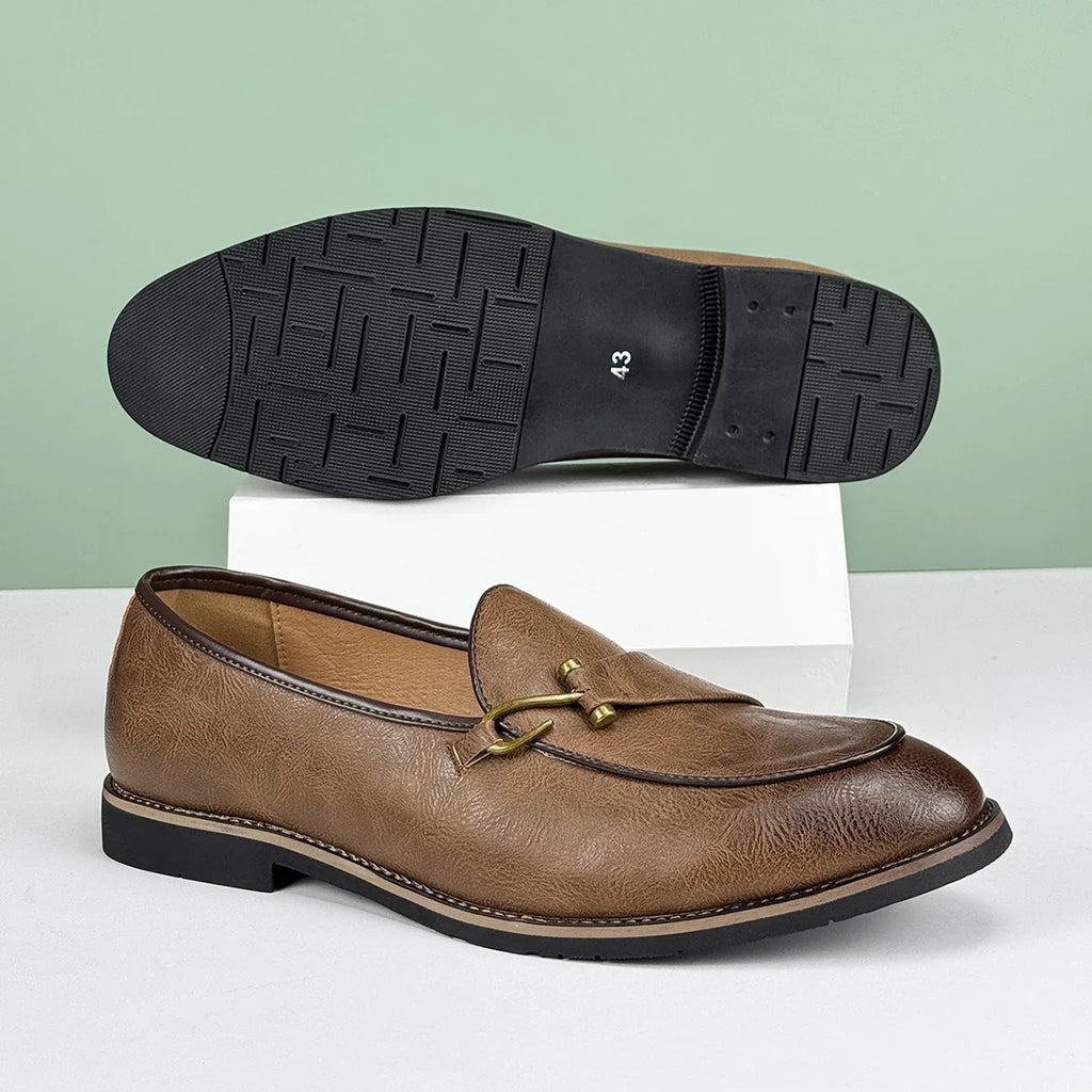Polished Leather Loafers with Lace-Up Closure