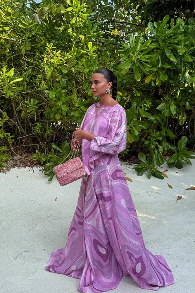 Coordinated Lavender Print Skirt Set