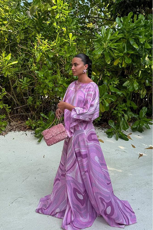 Coordinated Lavender Print Skirt Set