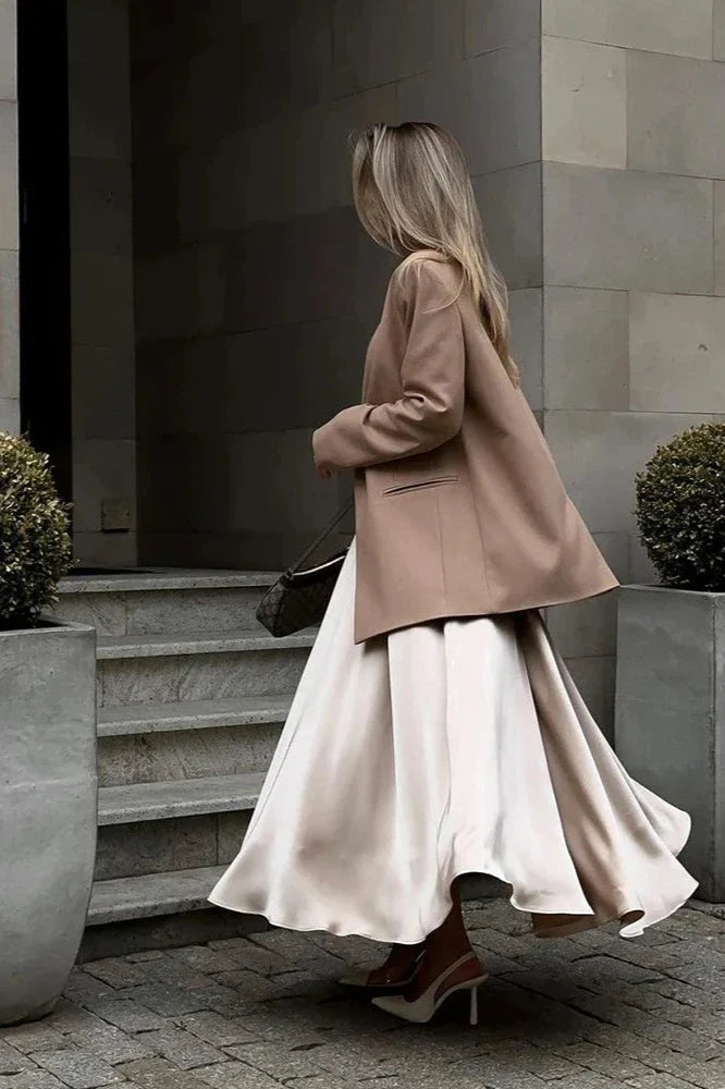 Modern Aubrey Satin Midi Skirt
