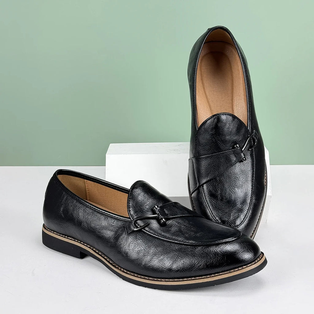 Polished Leather Loafers with Lace-Up Closure
