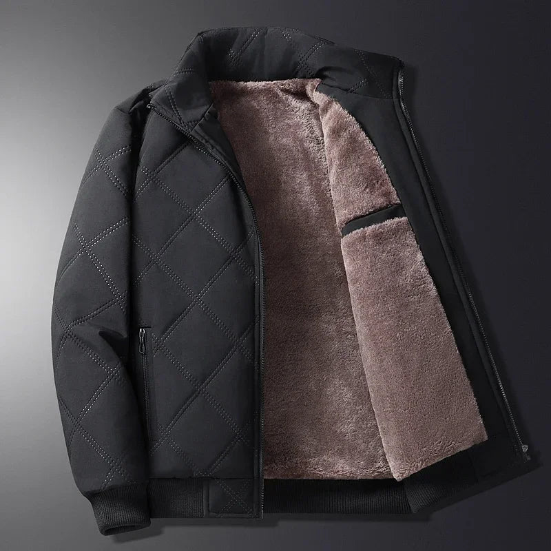 Warm Coat with Textured Knit