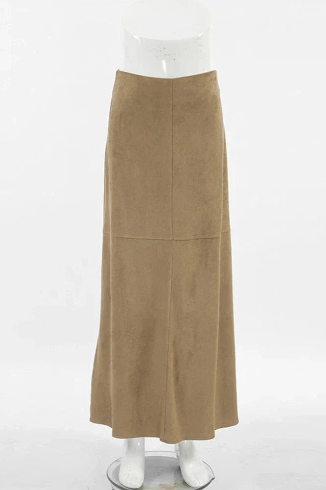 Modern Autumn Maxi Suede Skirt
