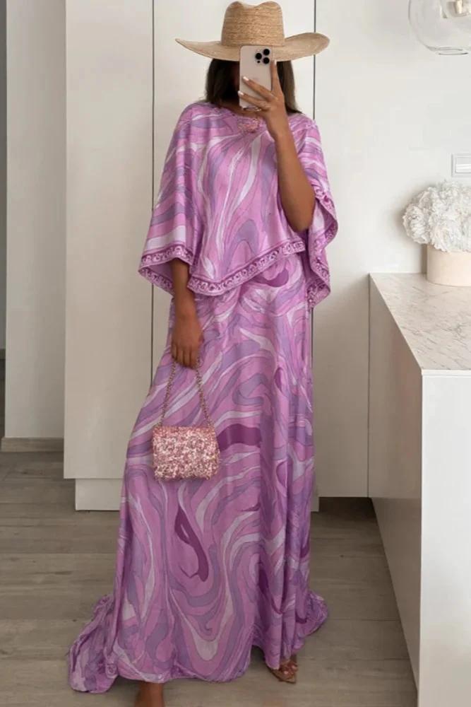 Coordinated Lavender Print Skirt Set