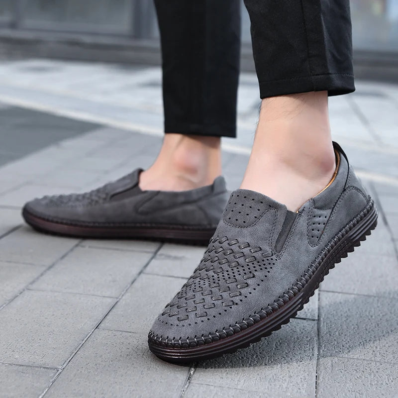 Leather Loafers with Hand-Stitched Detail