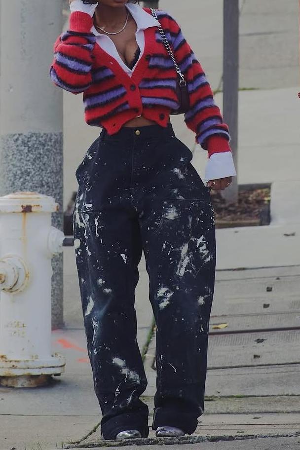 Modern Splash Art Work Jeans