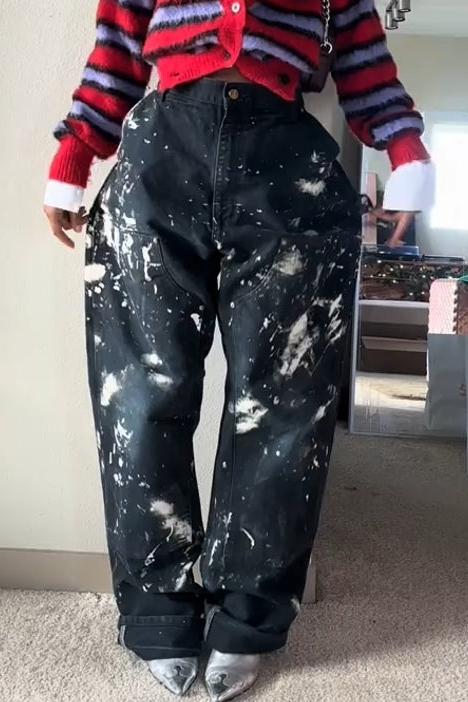 Modern Splash Art Work Jeans