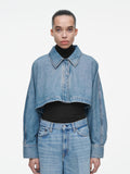 Oversized, Cropped Denim Jacket in a Washed Look