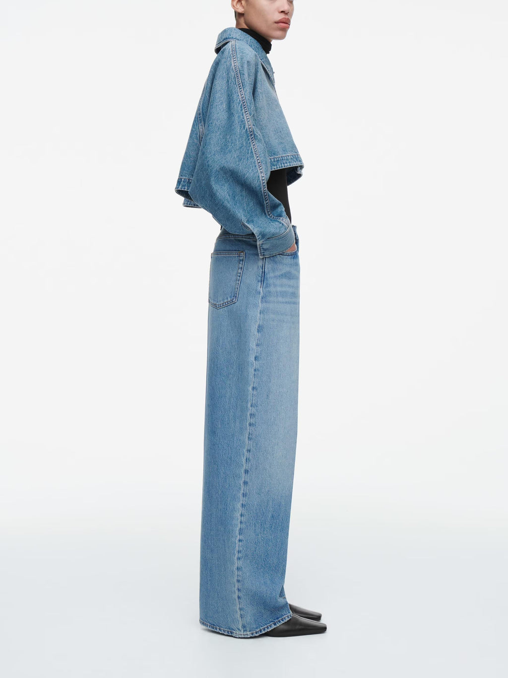 Oversized, Cropped Denim Jacket in a Washed Look