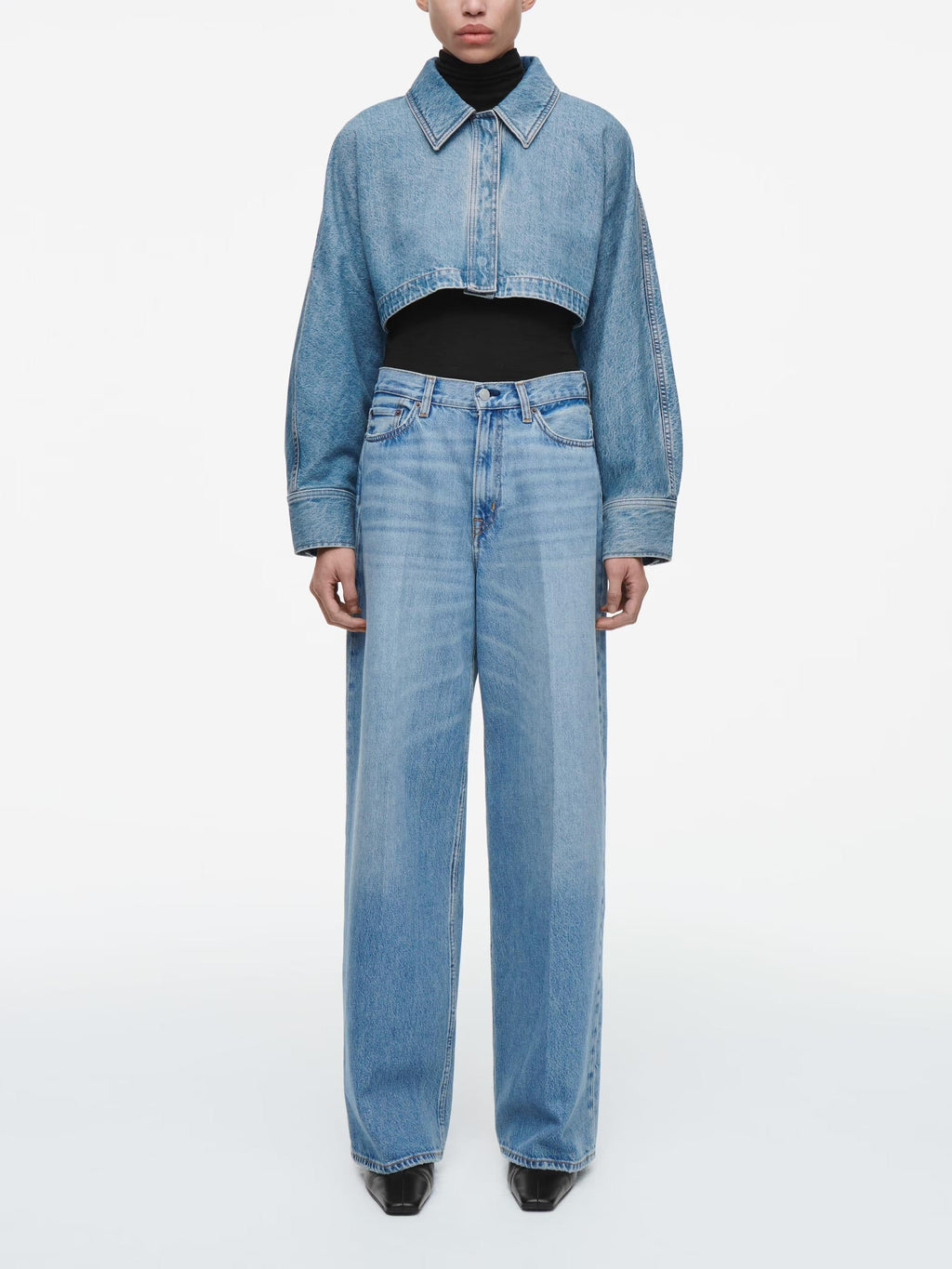 Oversized, Cropped Denim Jacket in a Washed Look