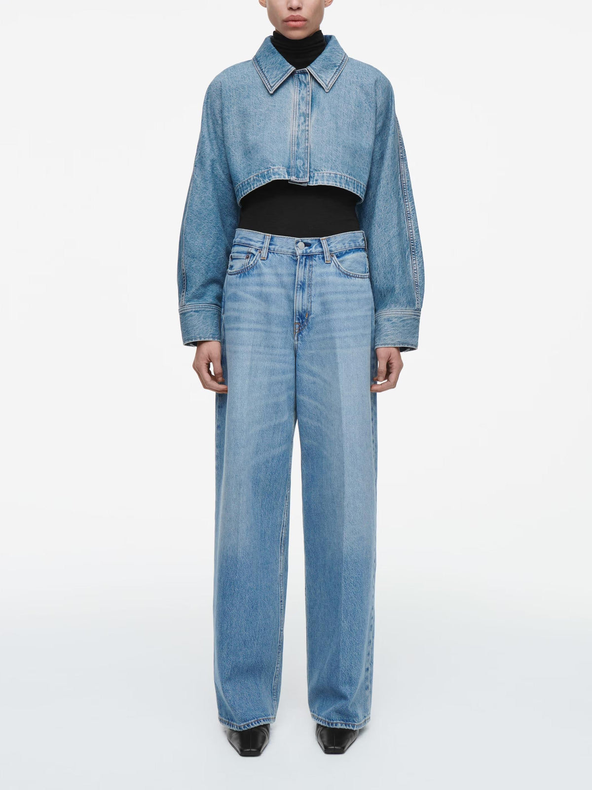Oversized, Cropped Denim Jacket in a Washed Look