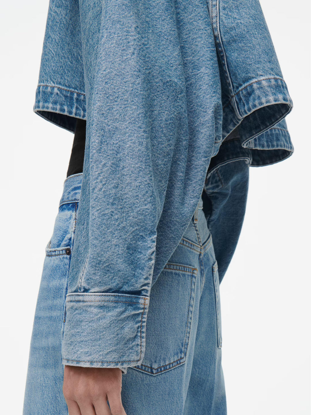 Oversized, Cropped Denim Jacket in a Washed Look